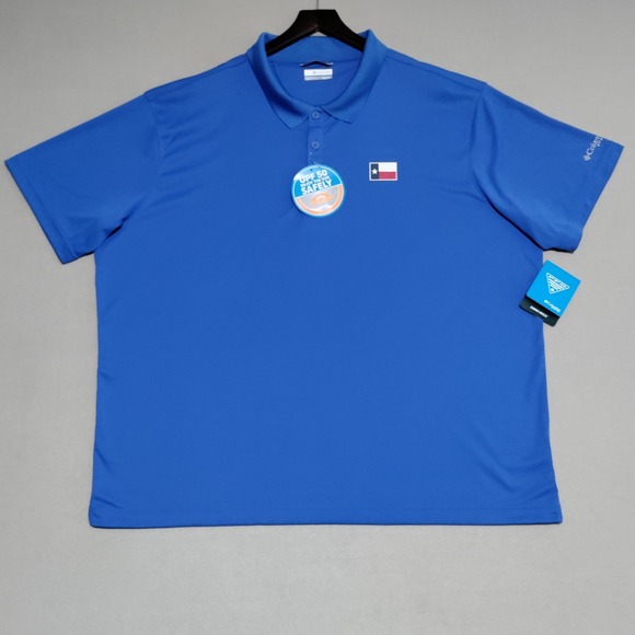 Columbia PFG Men's Terminal‎ Tackle Texas Flag Polo Shirt Size XXL 2XL Blue NWT - Picture 3 of 16